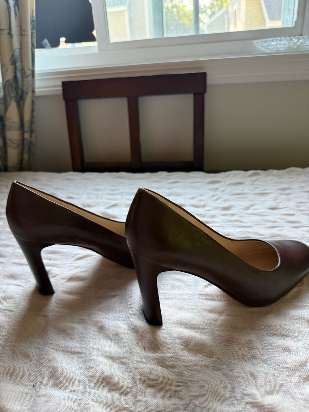 Franco Sarto Chocolate Brown Leather Round-Toe High Heel Pumps - Picture 5 of 6